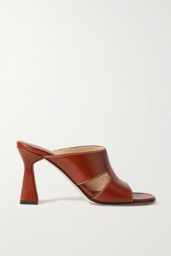 Marie Cutout Leather Mules - Brown