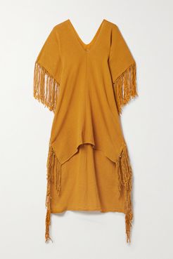 Butub Fringed Cotton-gauze Kaftan - Orange