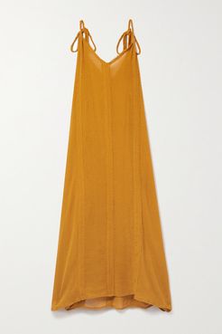 Akbal Frayed Cotton-gauze Maxi Dress - Orange