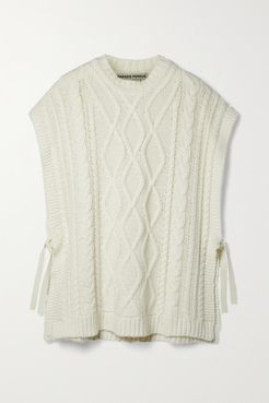 Net Sustain Vasco Cable-knit Recycled Merino Wool-blend Poncho - Ivory