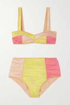 Blossom Colorè Floral-jacquard Bikini - Yellow