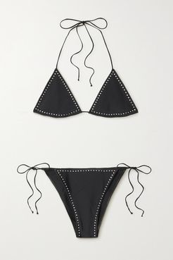 Crystal-embellished Halterneck Bikini - Black