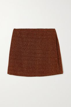 Lumière Stretch-lurex Mini Skirt - Brown