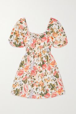 Net Sustain Nikoleta Floral-print Linen Mini Dress - Antique rose