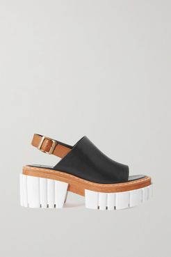 Emilie Vegetarian Leather Slingback Platform Sandals - Black