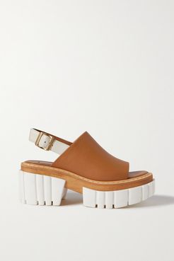 Emilie Vegetarian Leather Slingback Platform Sandals - Tan