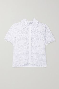 Alanis Guipure Lace And Linen-voile Top - White