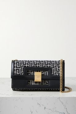 1945 Leather-trimmed Jacquard Shoulder Bag - Black