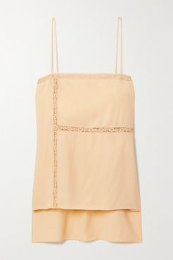 Lace-trimmed Crepe Camisole - Sand