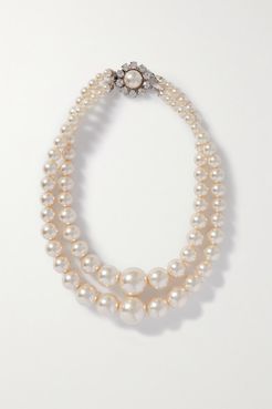 Silver-tone, Crystal And Faux Pearl Necklace