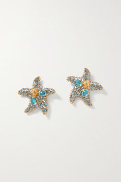 Trésor De La Mer Gold-tone Crystal Earrings - Blue