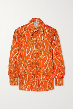Printed Recycled Twill Shirt - Orange