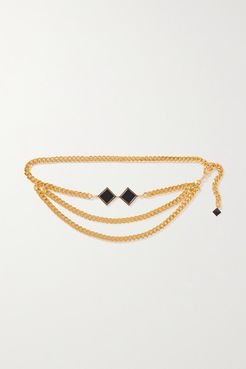 Gold-tone And Enamel Belt - Black