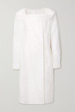 Oversized Fringed Silk-blend Organza Coat - White