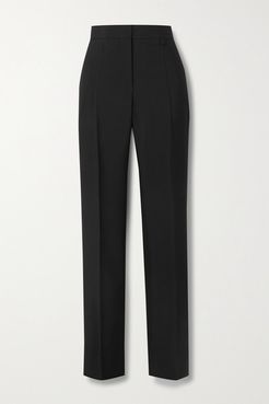 Pleated Wool And Mohair-blend Tapered Pants - Black