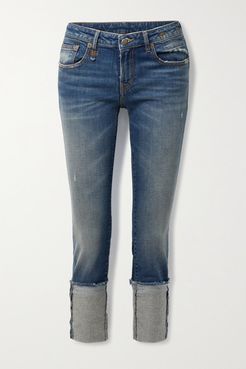 Kate Cropped Distressed Low-rise Skinny Jeans - Mid denim