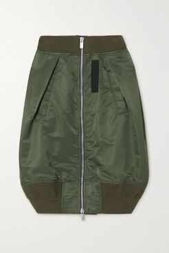 Padded Cotton-blend Shell Skirt - Dark green