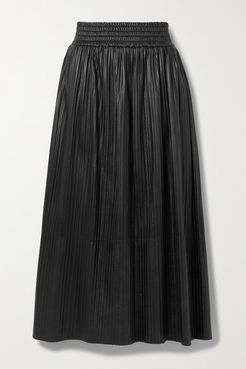 Net Sustain Dakota Pleated Leather Midi Skirt - Black