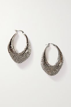 Silver-tone Crystal Hoop Earrings