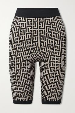 Jacquard-knit Wool-blend Shorts - Black