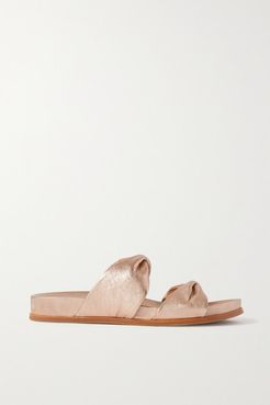 Twist Metallic Crinkled-leather Sandals - Copper