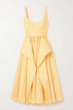 Draped Cotton-faille Midi Dress - Yellow