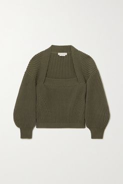 Ribbed Cotton Sweater - Army green