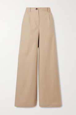 Catheryn Cotton-blend Wide-leg Pants - Beige