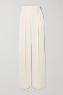 Liezl Pleated Twill Straight-leg Pants - White