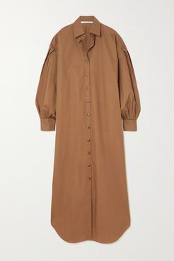 Hind Belted Cotton Maxi Shirt Dress - Brown