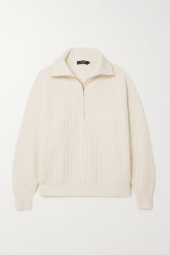 Jimmy Ribbed Cashmere Half-zip Sweater - Cream