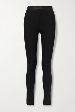 Stretch Wool-blend Leggings - Black