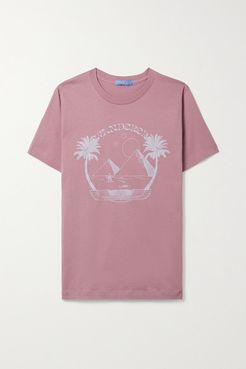 Printed Cotton-jersey T-shirt - Antique rose