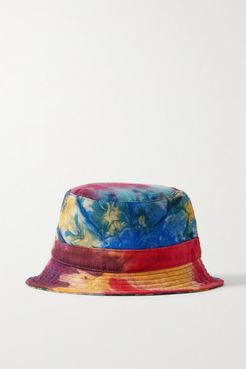 Tie-dyed Cashmere And Silk-blend Bucket Hat - Blue
