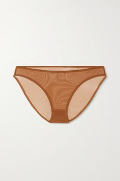 Stretch-tulle Briefs - Light brown