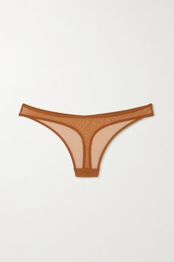 Perfect Stretch-tulle Thong - Light brown