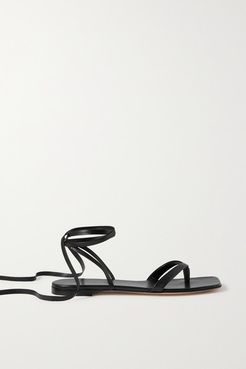 Lace-up Leather Sandals - Black