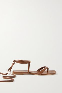 Lace-up Leather Sandals - Light brown