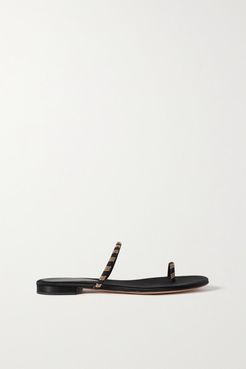 Tecla Beaded Suede Sandals - Black