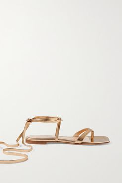Lace-up Leather Sandals - Gold