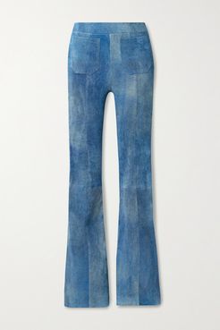 Suede Flared Pants - Blue