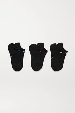 Everyday Set Of Three Cotton-blend Socks - Black