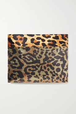 Pixel Leopard-print Satin And Chainmail Clutch - Leopard print