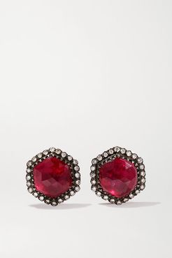 Sterling Silver And 18-karat Gold, Ruby And Diamond Earrings
