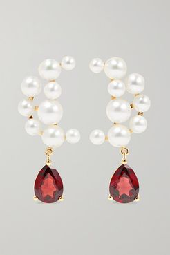 14-karat Gold, Garnet And Pearl Earrings