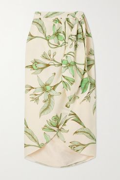 Botanist Guide Floral-print Tencel-twill Wrap Skirt - Green