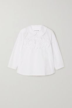 Ruffled Cotton-poplin Blouse - White