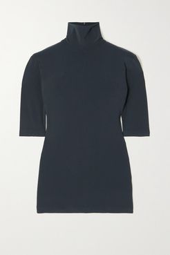 Stretch-jersey Turtleneck Top - Blue