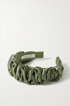 Amelia Ruched Silk-satin Headband - Army green