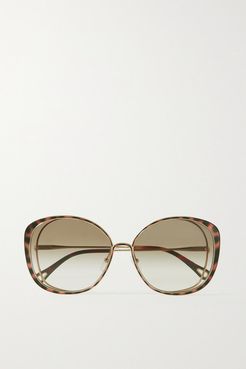 Oversized Round-frame Acetate And Gold-tone Sunglasses